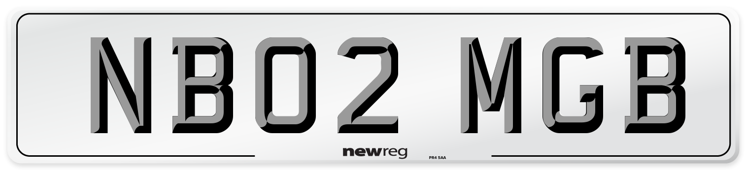 NB02 MGB Number Plate from New Reg